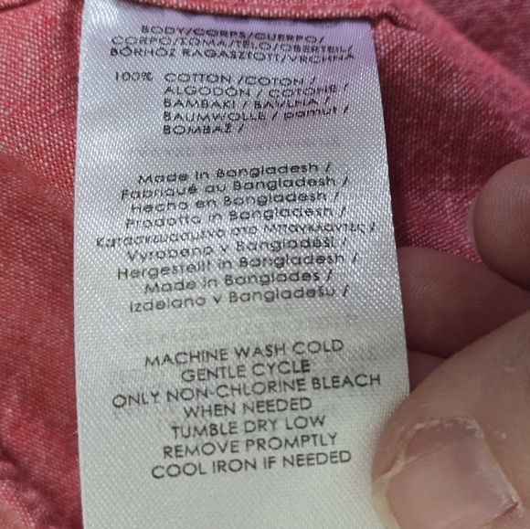 Chaps Mens Coastland Wash Chambray Light Pink Large Button-Up Shirt - Picture 11 of 12